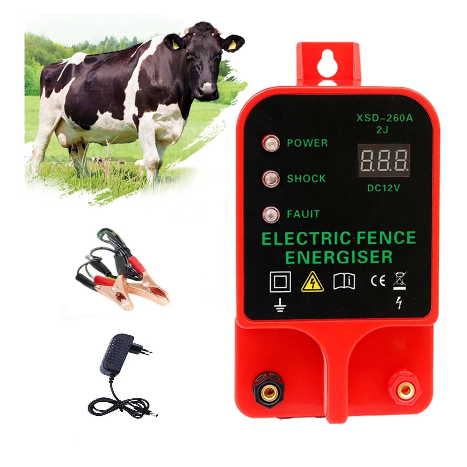 10KM Pastor Electrico , Cerca eléctrica Controlador de pulso de alto voltaje seguro Granja de animales Cerca eléctrica Pastor Cría de animales pastor electrico pastores electricos solar