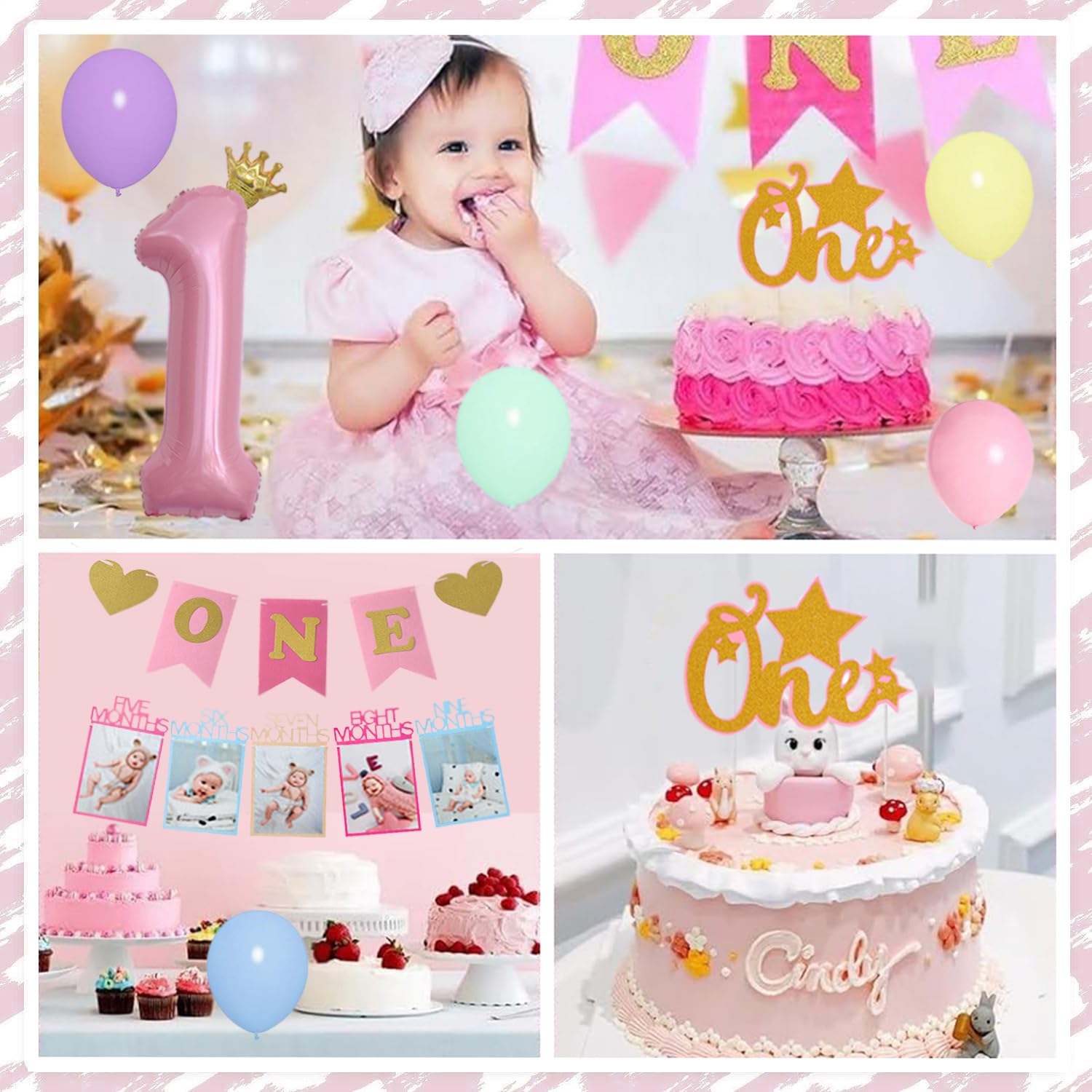 1. Geburtstag Dekorationen Pastell Für Mädchen – Mit Macaron-Banner, ONE-Hochstuhlbanner, Folienballon & Mehr
