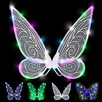 Vista 30 de Alas de hada para adultos, alas de princesa transparentes brillantes, alas de ángel, ideales para disfraz de Halloween, color blanco