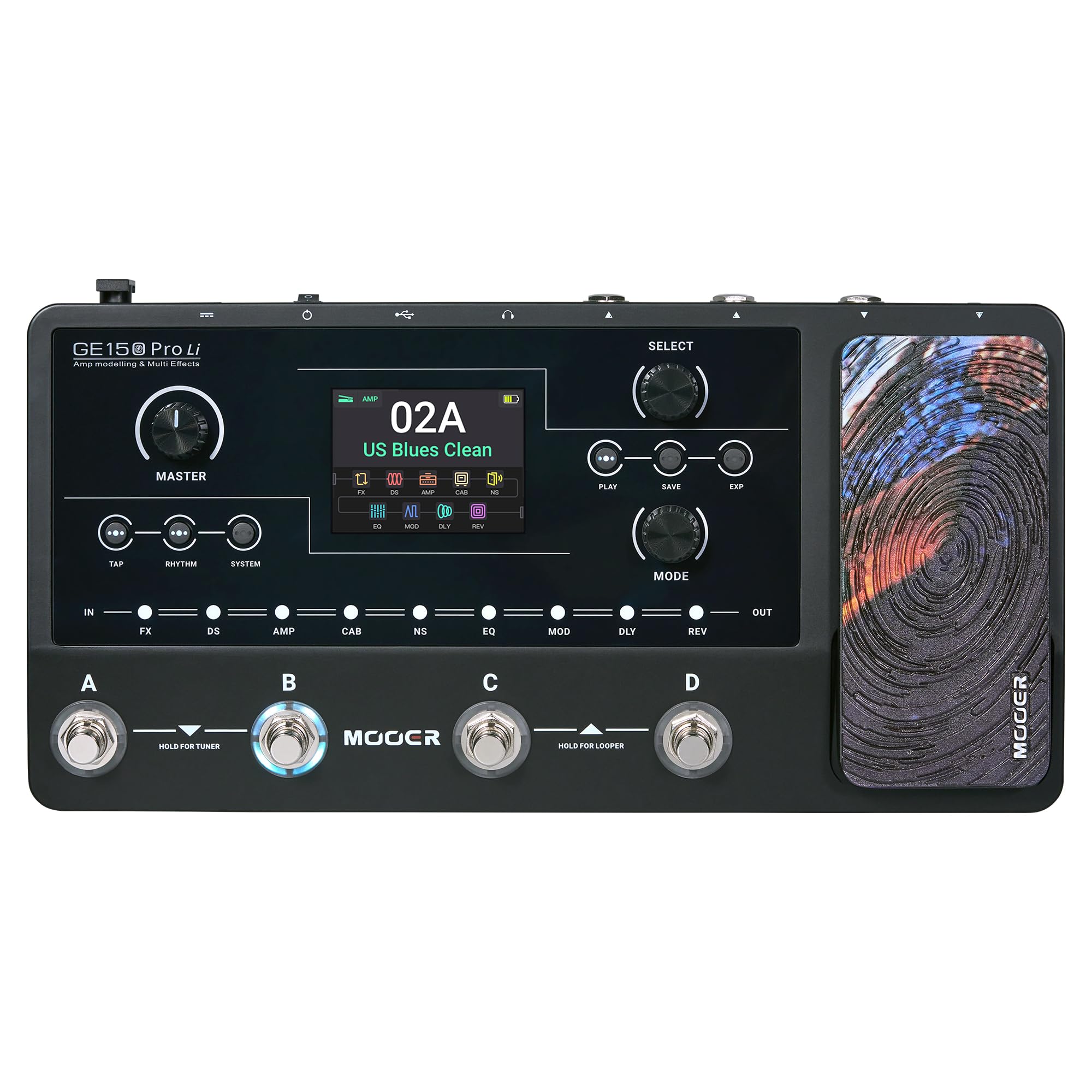 MOOER Ge150 Pro Li Preto - Processador Multiefeitos para Guitarra