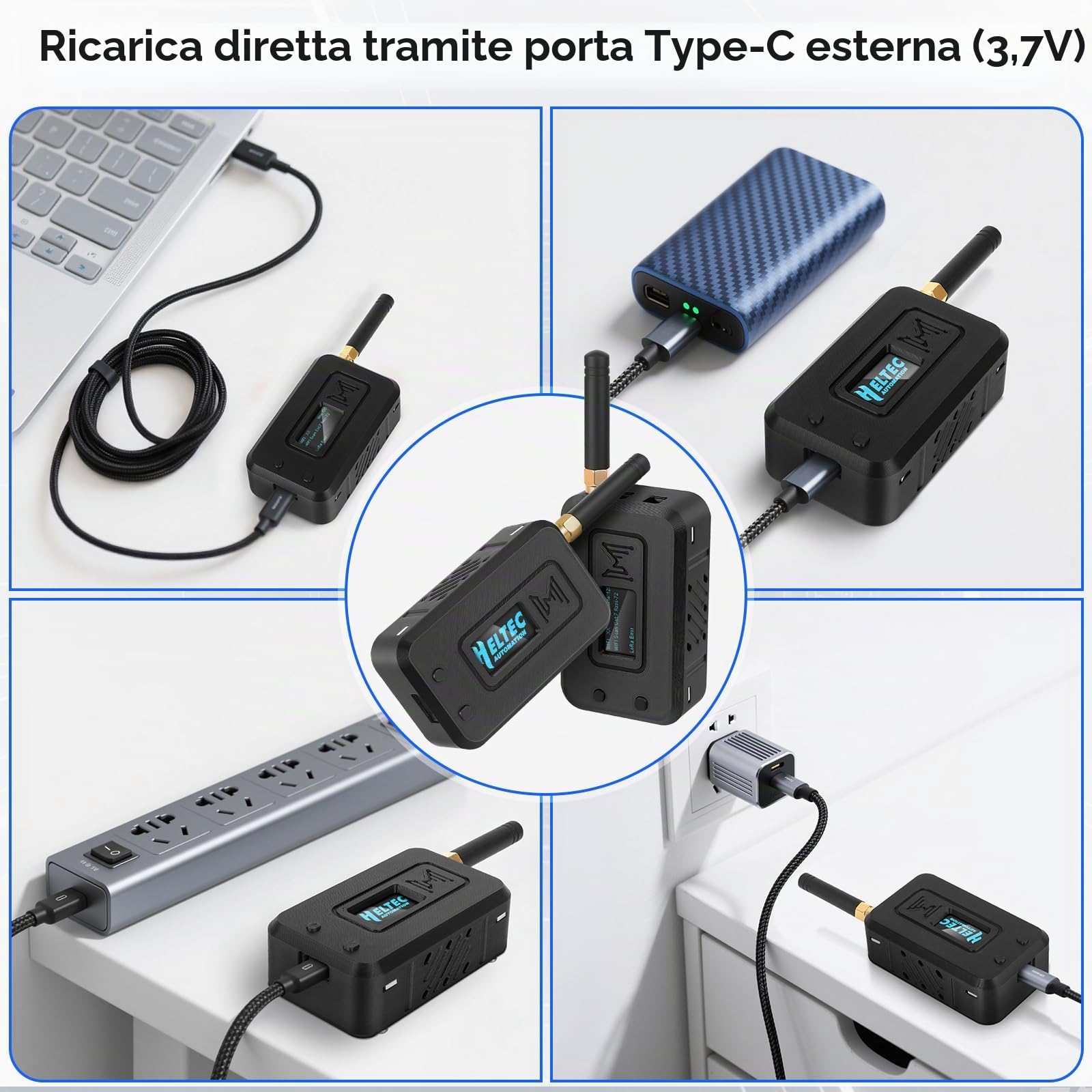 2 set ESP32 LoRa V3 scheda modulo con antenna 915 MHz + batteria 3000 mAh + custodia – WiFi integrato Blue tooth SX1262 CP2102 0,96" OLED Display tipo C per Ar duino Lora Meshtastic IOT (N35, nero)