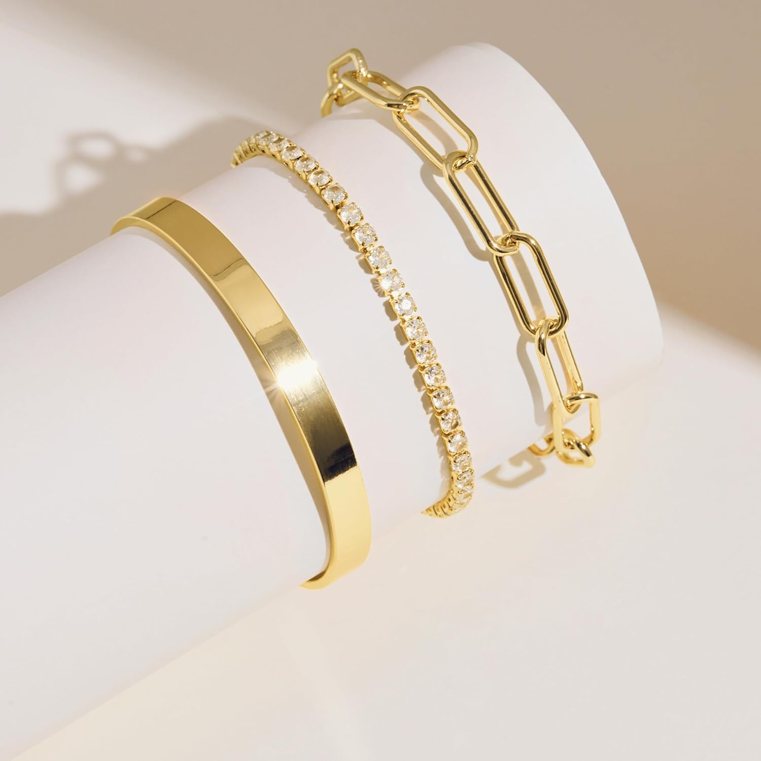 Gold Bracelets for Women Non Tarnish Dainty 14K Gold Plated Bangle Cuff Bracelets Stack for Women,Waterproof Stackable Bracelet Gold Jewelry Trendy Gifts Adjustable - Image 6