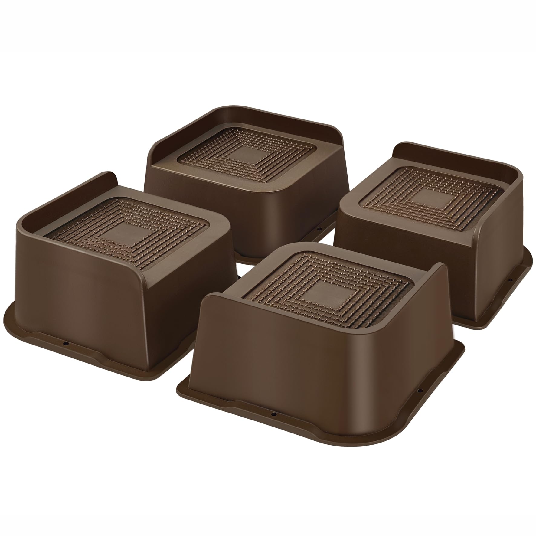 MixDora Bed Risers 2 inch Heavy Duty 4 Pack Dark Brown Funiture Risers L Shape Table Riser Chair Raisers Lifter for Sofas Couches Desks (Dark Brown, 2 inch)