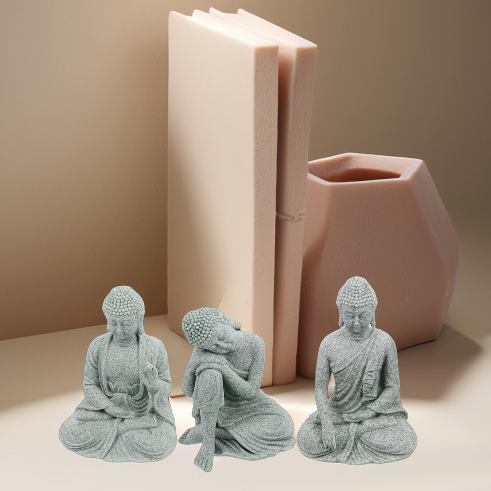 Gadpiparty 3 pièces Statues Bouddha de Décoration Jardin Intérieur Entrée Maison Apaisante Sculptures