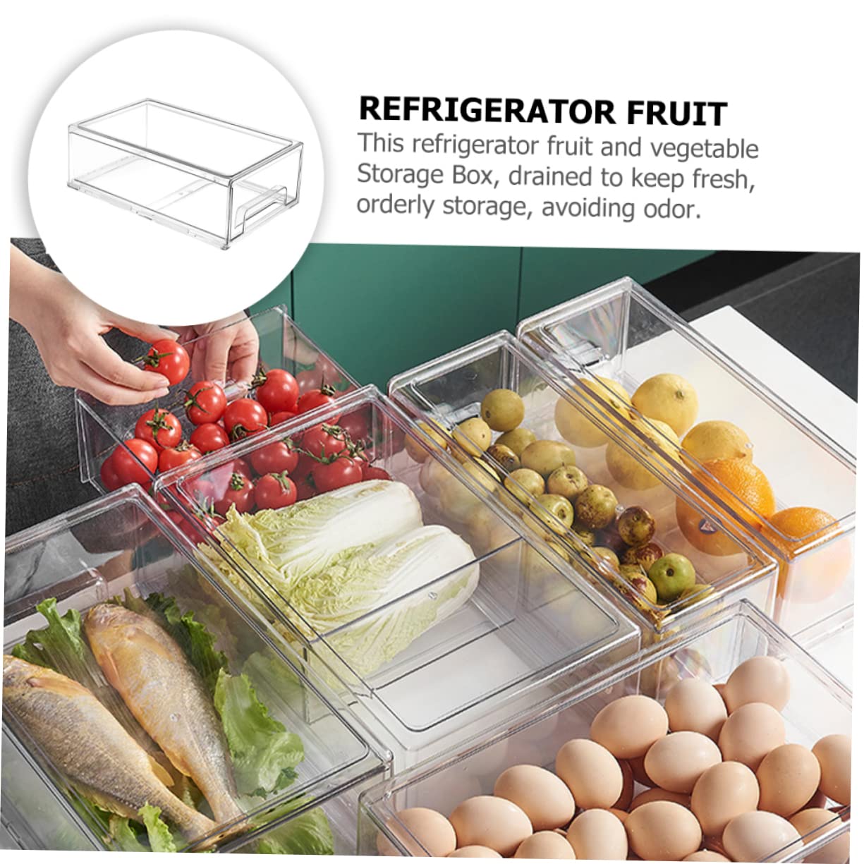 Kühlschrankbox aus Pet, Große Aufbewahrungsbox für Obst und Reste | Stapelbar, Transparentes Design, für Gefrierfach und Küchenschränke, Leicht zu Reinigen