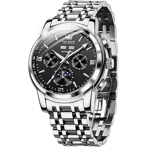 OLEVS Mens Automatic Watches Skeleton Mechanical Self Winding Luxury Fashion Dress Wrist Watch Luminous Waterproof