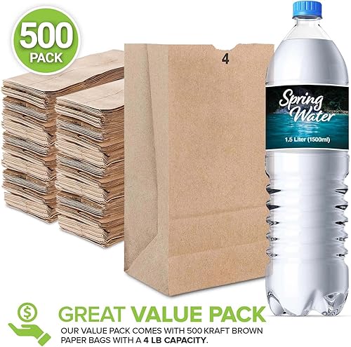 Miniatura 2 de Bolsas de papel kraft de 4 libras paquete de 500 unidades pequeñas bolsas de papel marrón para el almuerzo bolsas de papel para delicatessen de