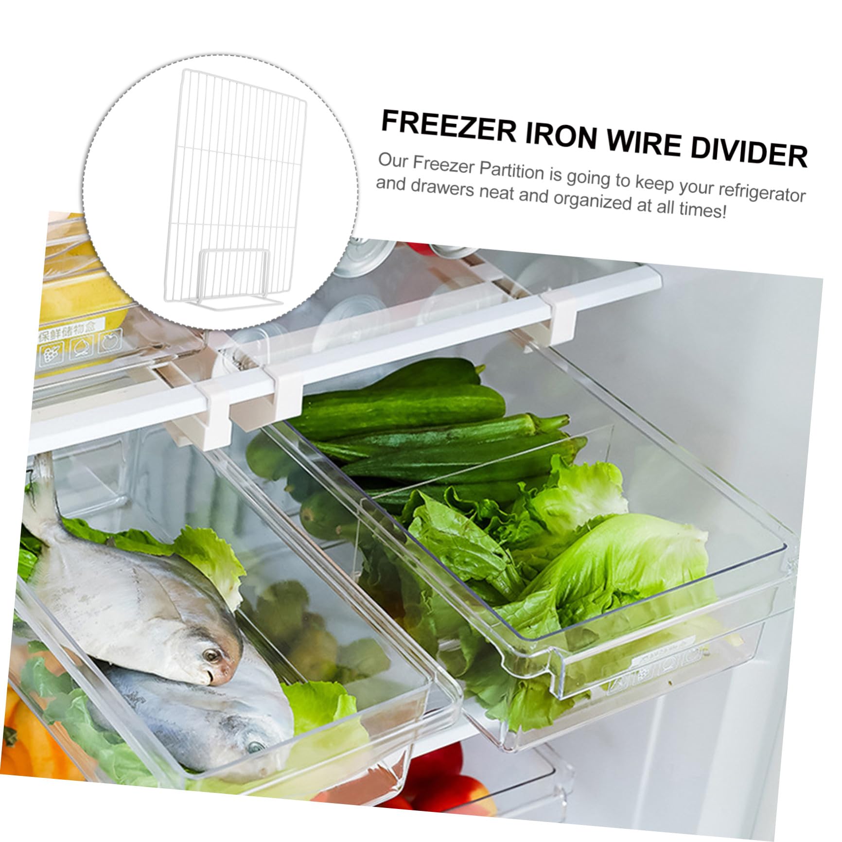 HOMSFOU Divisor para Congelador de Hierro Resistente 28x36 Cm, Organizador de Espacios para Refrigerador y Congelador, Estante de Repuesto para Almacenamiento en Cocina y Supermercado