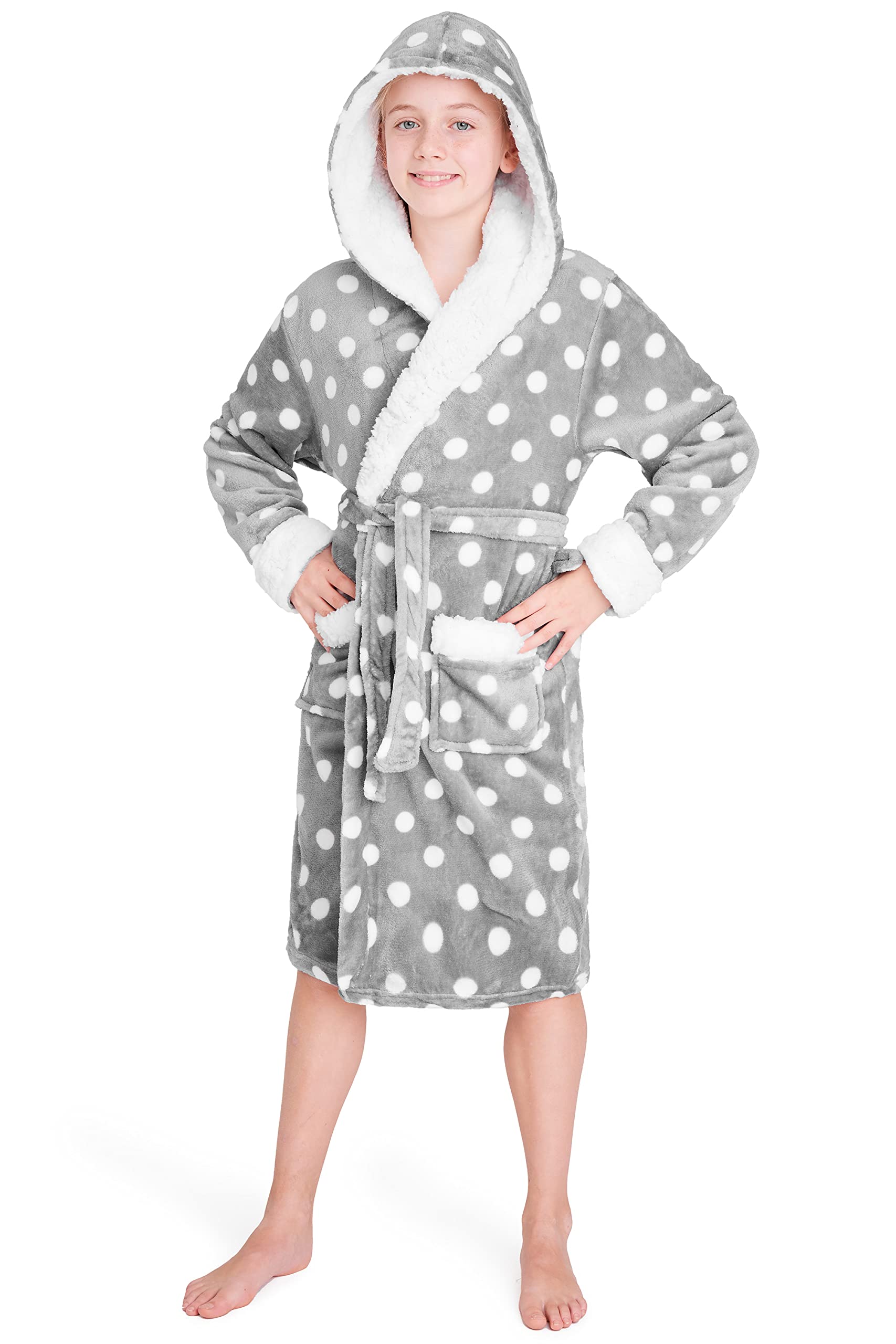 CityComfortGirls Dressing Gown, Hooded Fluffy Dressing Gown for Kids