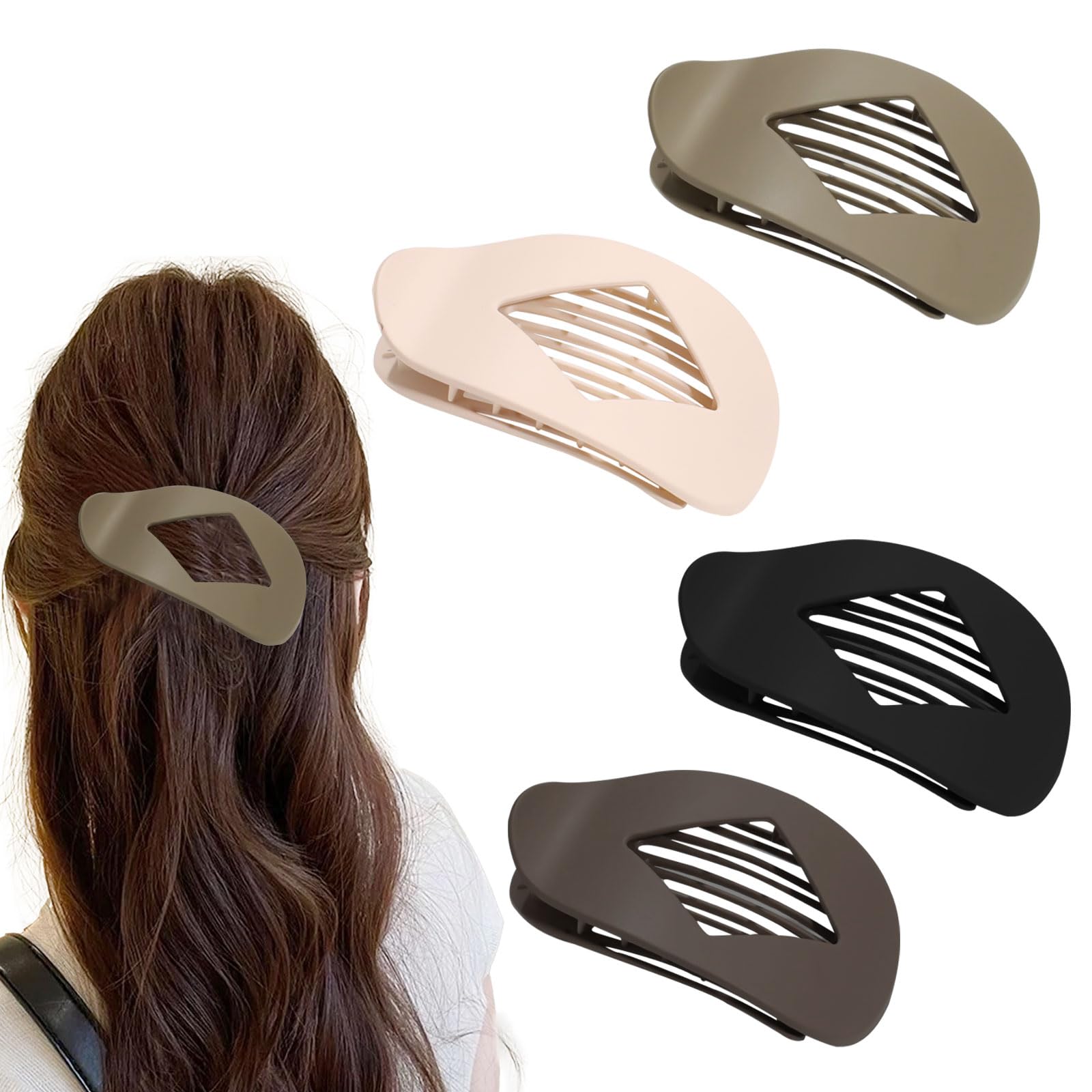 Haarspangen Damen, Haarklammer Groß, Flache Haarspangen Damen Rutschfeste French Haarklammern Flat Claw Clip für Alltag, Autofahren, Sport und Haarschmuck (Mattiert, 4 Stück)