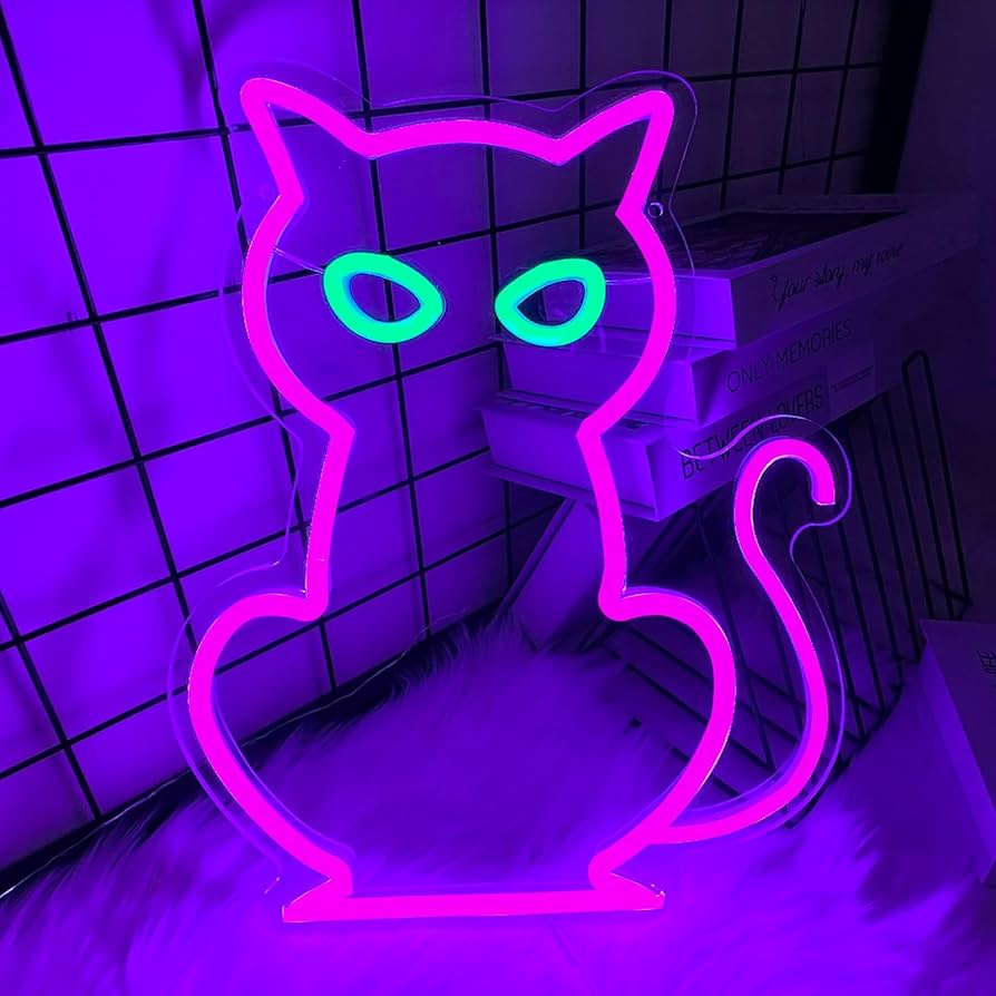 Amazon.co.jp: 猫ネオンサイン 壁装飾 パープル 猫 LED ネオン