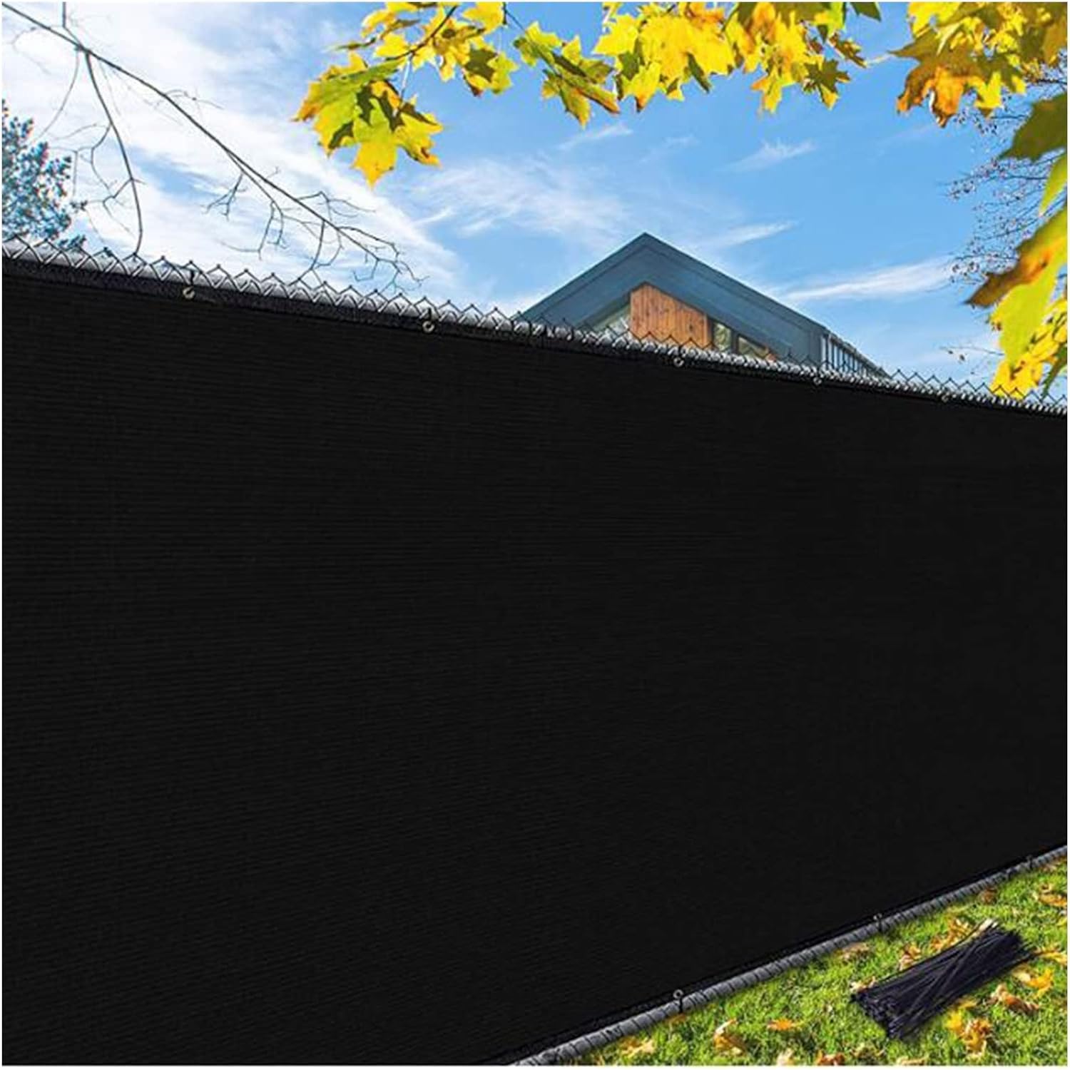 Balcony Privacy Screens Waterproof UV Protection Decor Fence Cover Garden Patio 100% Polyester Windscreen Railing Cover with Nylon Cable Ties (Color : Black Size : 1.8X5M) (Black 1.5X5M)