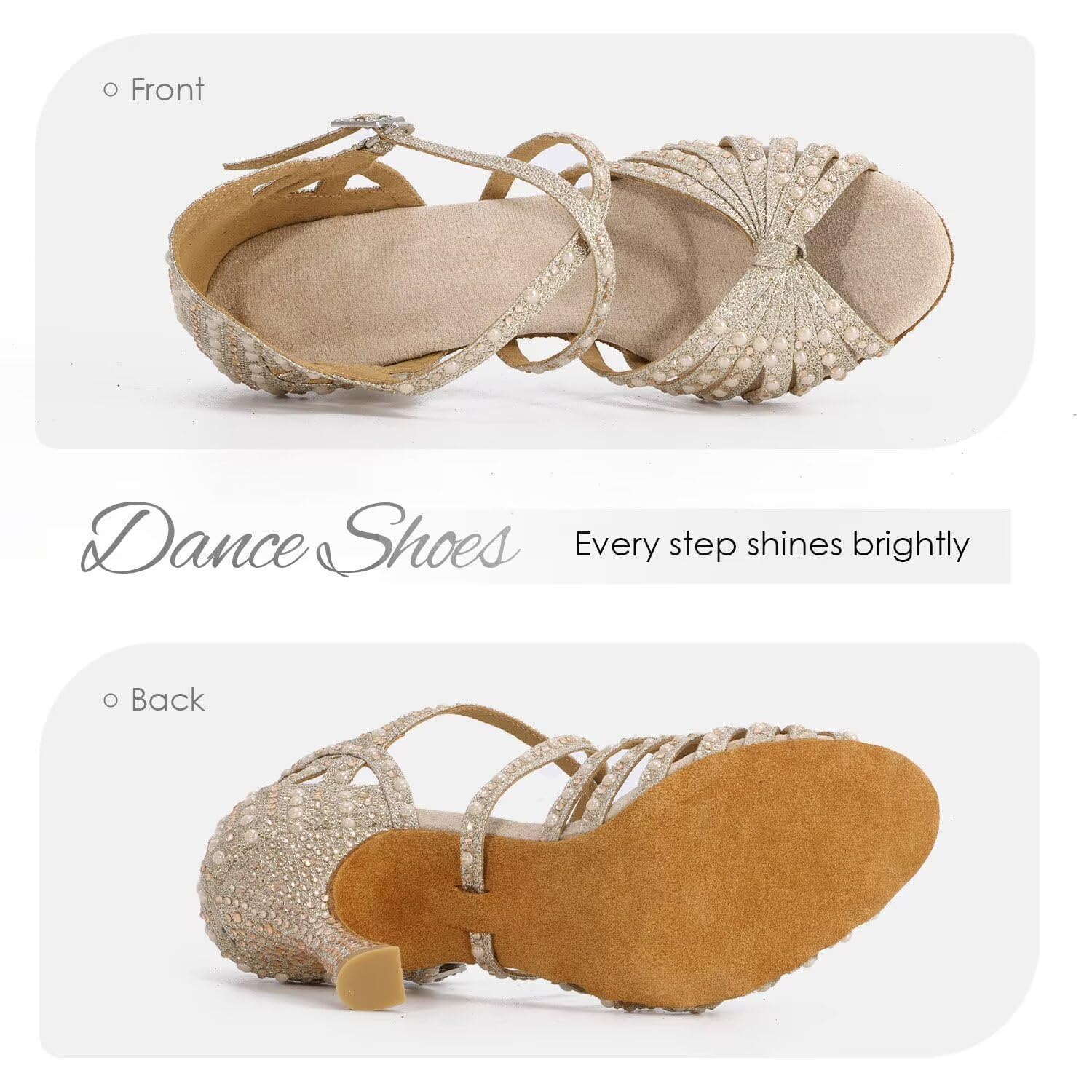 Damen Strass Standardtanzschuhe Latin Salsa Tanzschuhe Cross Strap Ballroom Tanzschuhe