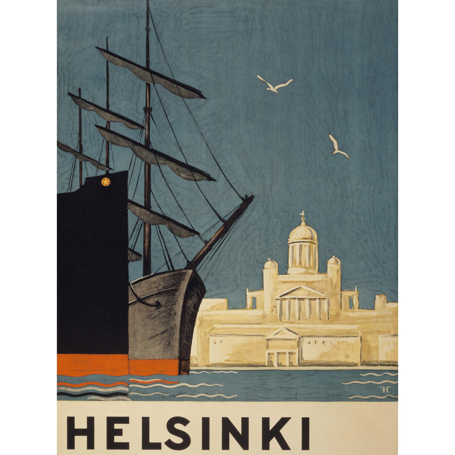 Wee Blue Coo Finland Helsinki Cathedral Ships Large Wall Art Poster Print Thick Paper 18X24 Inch
