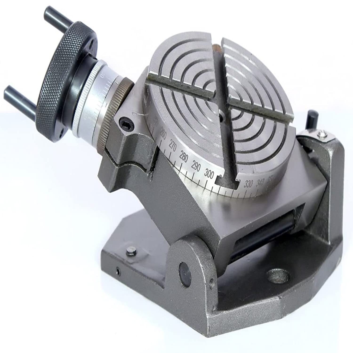 MKHJKIOII Rotary Table 4inch/100mm Horizontal Vertical 4-Slot For Milling Machine MT-2 For