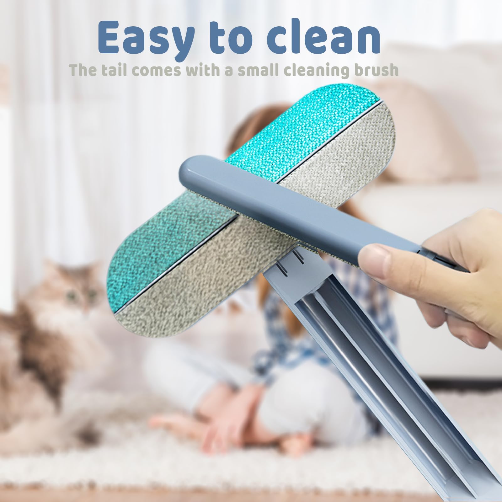 Pets Hair Remover,Smavles 2Pcs Multifunctional HairRemoval Brush,3 in 1 Pet HairRemoval Tool,Dog Cat Hairs Catcher Carpet Rake with Hooks for Couch,Reusable Dog HairRemover - Image 3