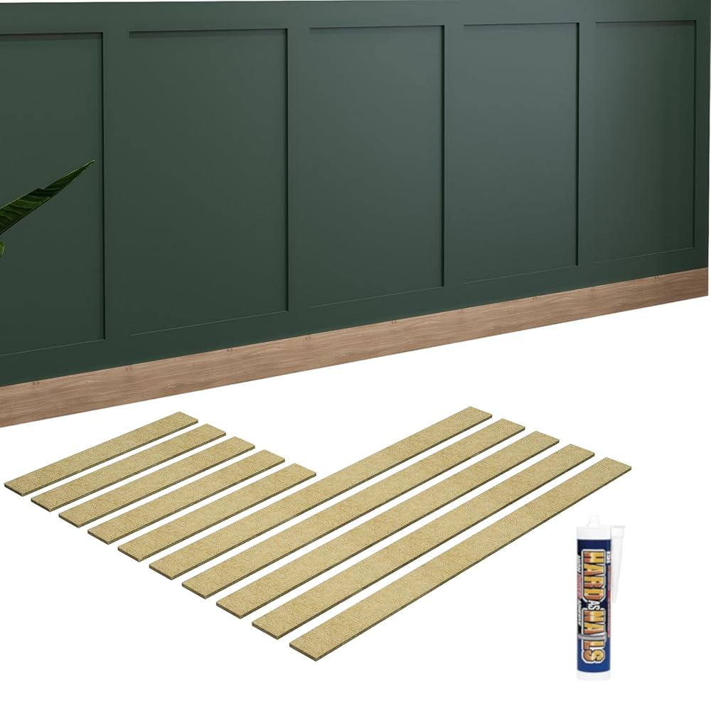 Kit Pannelli Parete MDF/HDF - 5 Pezzi 100cm + 5 Listelli 43cm, Spessore 6/9mm, Stile Shaker, Verniciabile