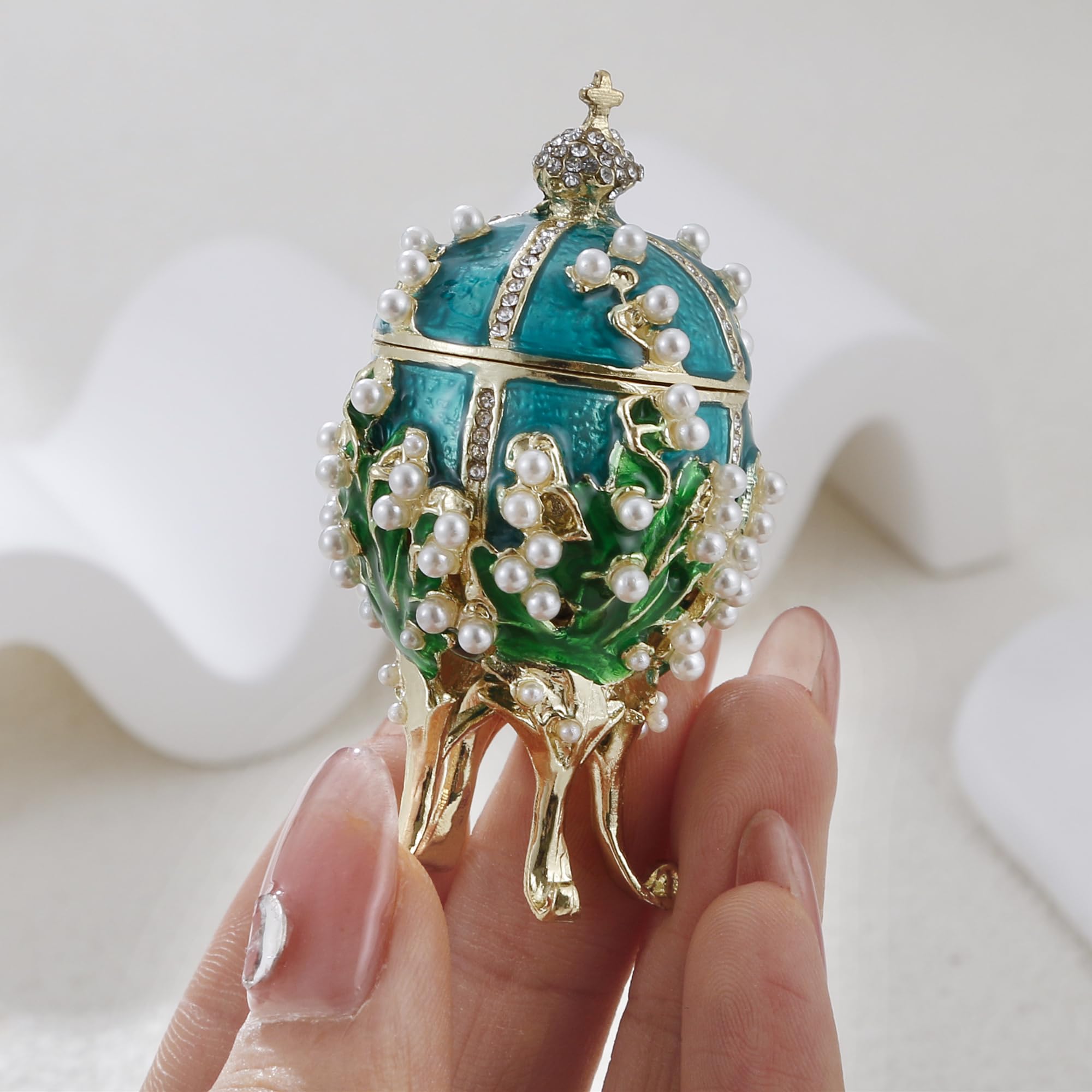 Hand-Painted Flower Trinket Jewelry Box – Hinged Enameled Mini Storage For Rings, Earrings - View #6