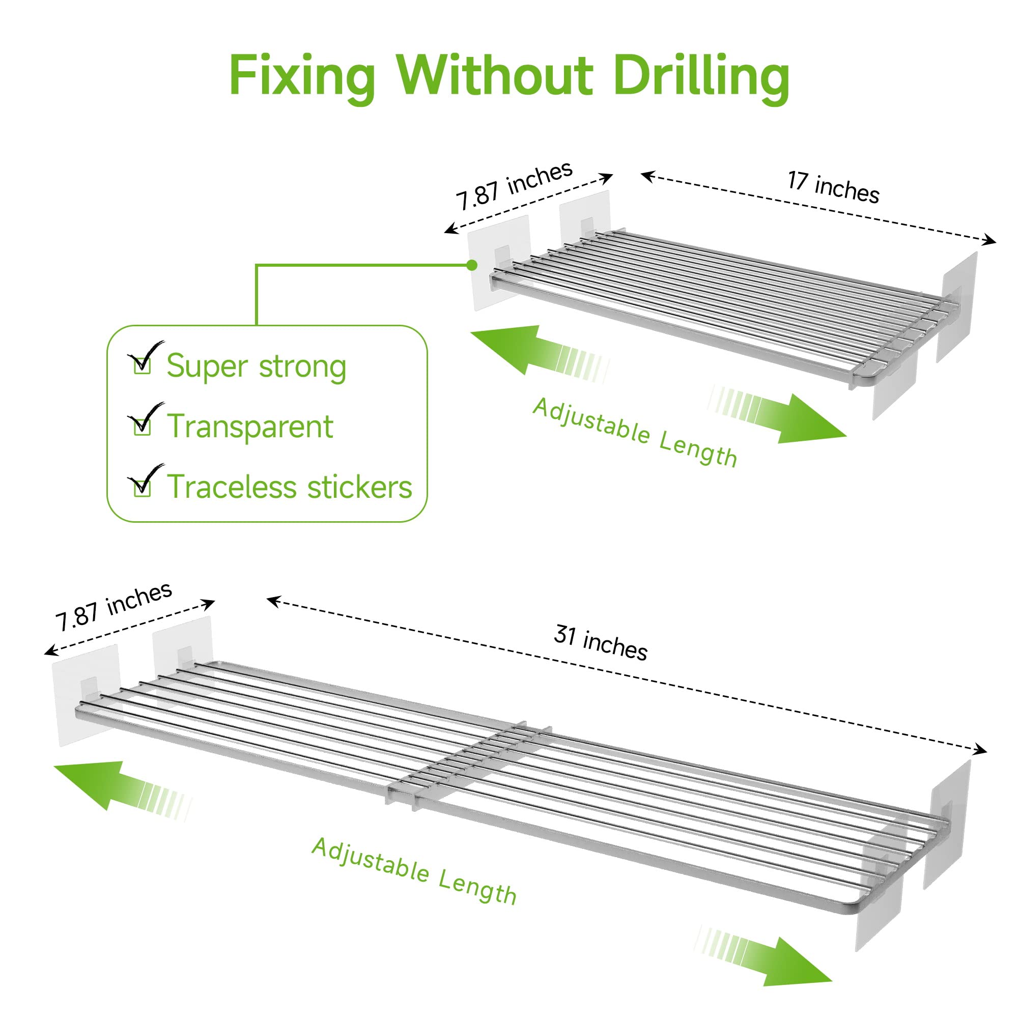 SOFRON Expandable Closet Shelves Organizers, Adjustable Shelf for Cabinet Rack Storage Wardrobe Divider Shelving for Closets Pantry Cupboard Kitchen Small 2 Pack