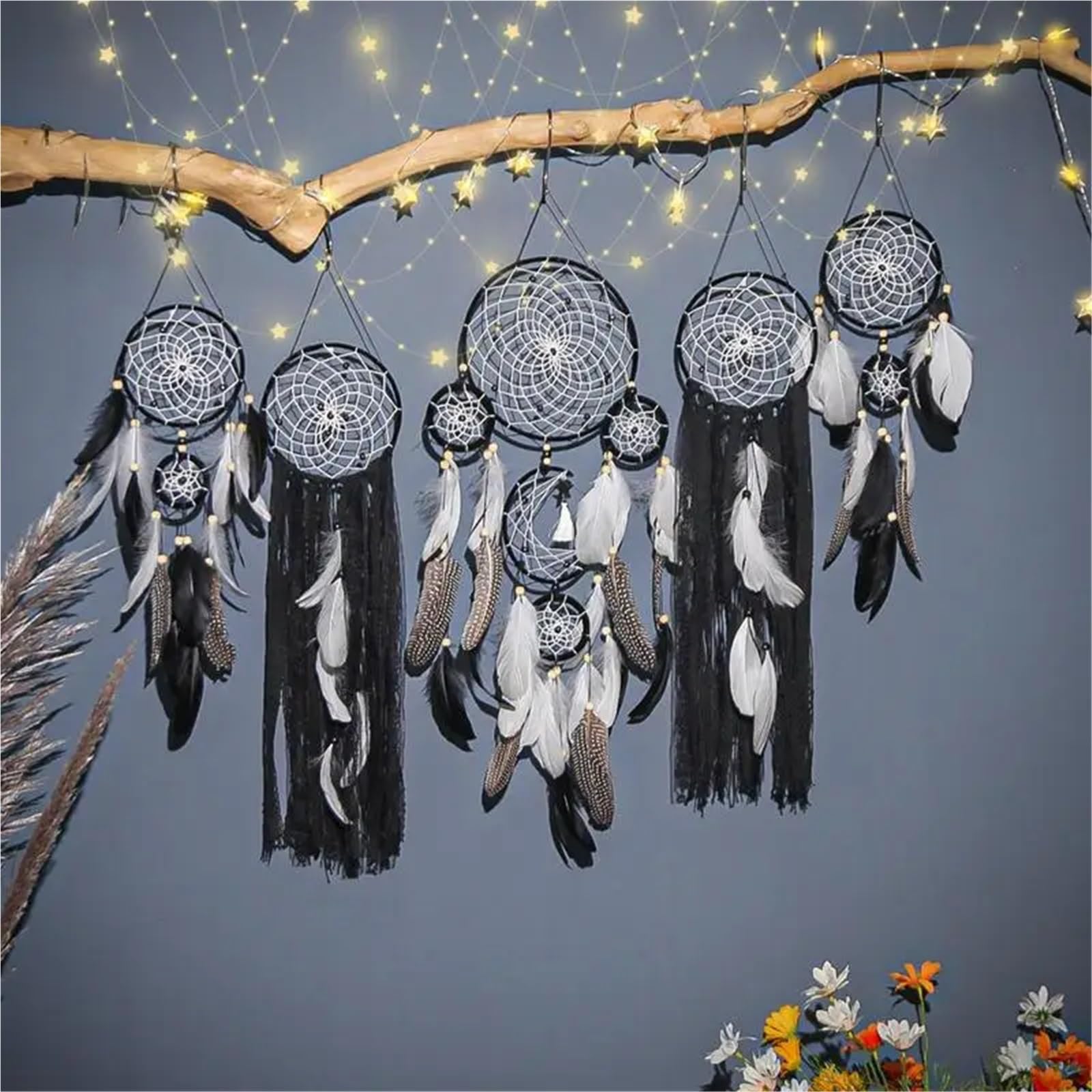 5 Pezzi di acchiappasogni Decorazioni for la casa acchiappasogni Fatti a Mano Ornamenti da Appendere alla Parete for la Stanza per casa(White)
