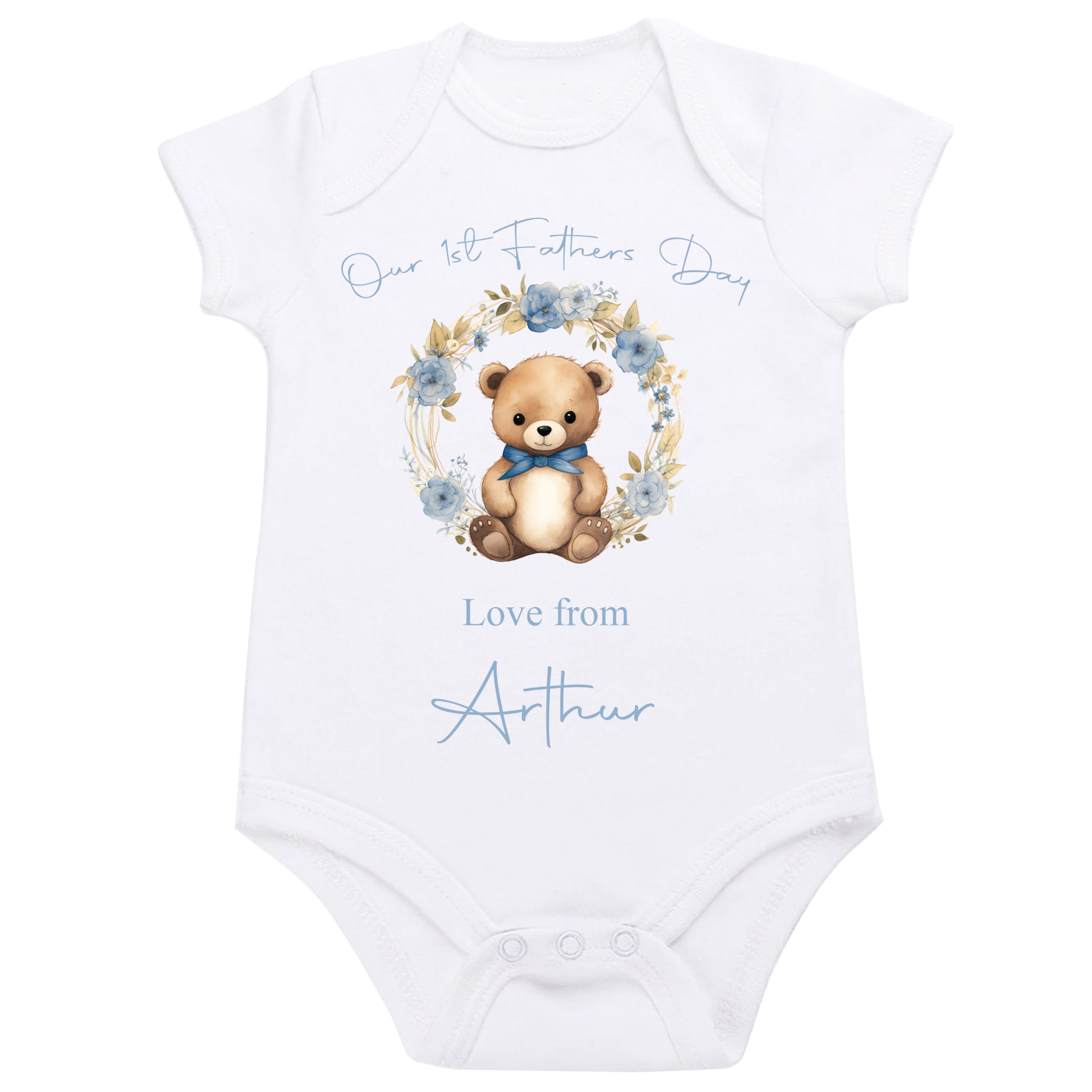 The Baby Box Uk Men's Blue 1St Fathers Day Vest Personalised Baby Boy Fathers Day Pyjamas Rompers Bodysuits Blue Bear First Gift (, 0-3 Months)