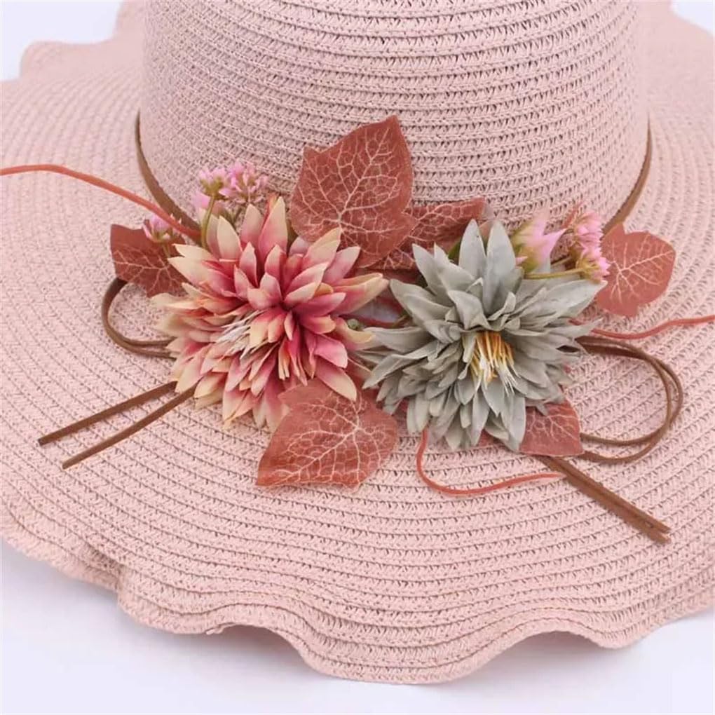 Sombrero de paja para mujer, transpirable, con flores grandes, simple, para playa, vacaciones, playa