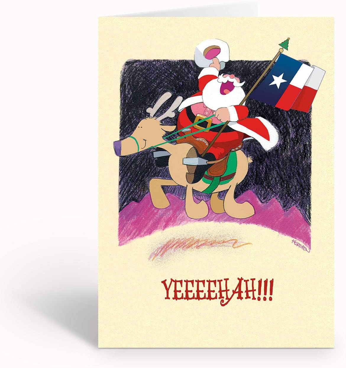 Stonehouse Collection - Yeeeehah Texas Christmas Card- 18 Texas Christmas Cards and Envelopes - USA Made