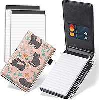 Vista 20 de Juego de 4 mini bloc de notas de bolsillo, diseño de pez Koi japonés de piel sintética, soporte para notas con 2 ranuras para tarjetas, 1 lápiz