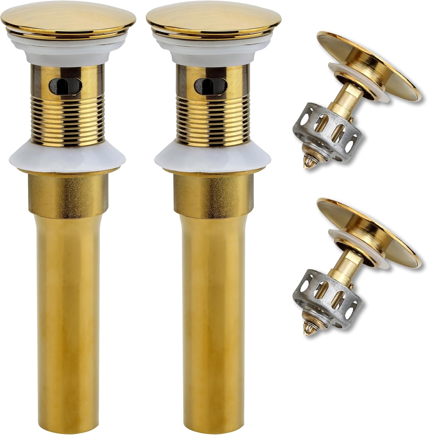 Rockgoya Bathroom Sink Drain, 2 Pack Gold Drain Stopper Bathroom Sink