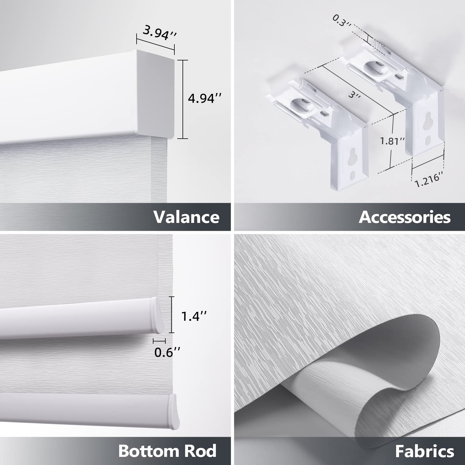 ZSTARR Motorized Day and Night Dual Smart Blind for Window with Valance Rechargeable Motor,Blackout Roller Shade Custom Size,with Valance Suitable for Home,Office (Full Blackout White)