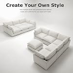Iroomy Modular Sectional Sofa, U Shaped Chenille Cloud Couch Deep Comfy Seat, 6-Seater Sofas Couches for Living Room, White