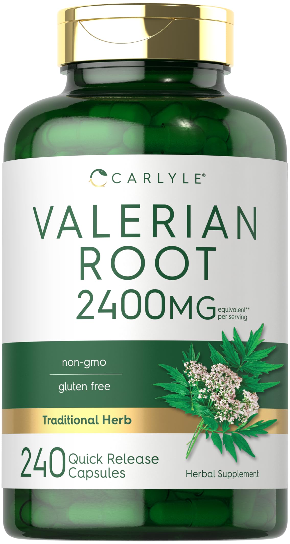Carlyle Valerian Root Extract 1200 mg 240 Capsules | Non-GMO, Gluten | Highest Potency Per Capsule