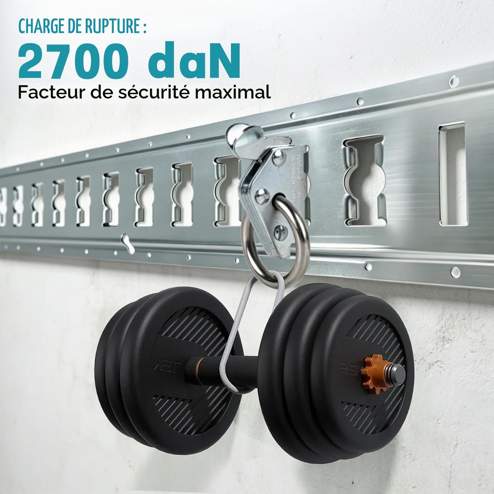 EXLECO 10 pièces de sangles de chargement combi pour remorques, rails E de 61 mm, accessoires de fixation de charge, embouts de fixation avec anneau de φ39 mm, ancres de charge haute performance, pour