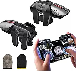ITAWINA Controlador de Jogo para Celular com 6 Dedos, com 4 Botões Metálicos (L1, R1, L2, R2) para Jogos de Tiro como PUBG, Free Fire, Fortnite e Outros, Compatível com a Maioria dos Celulares