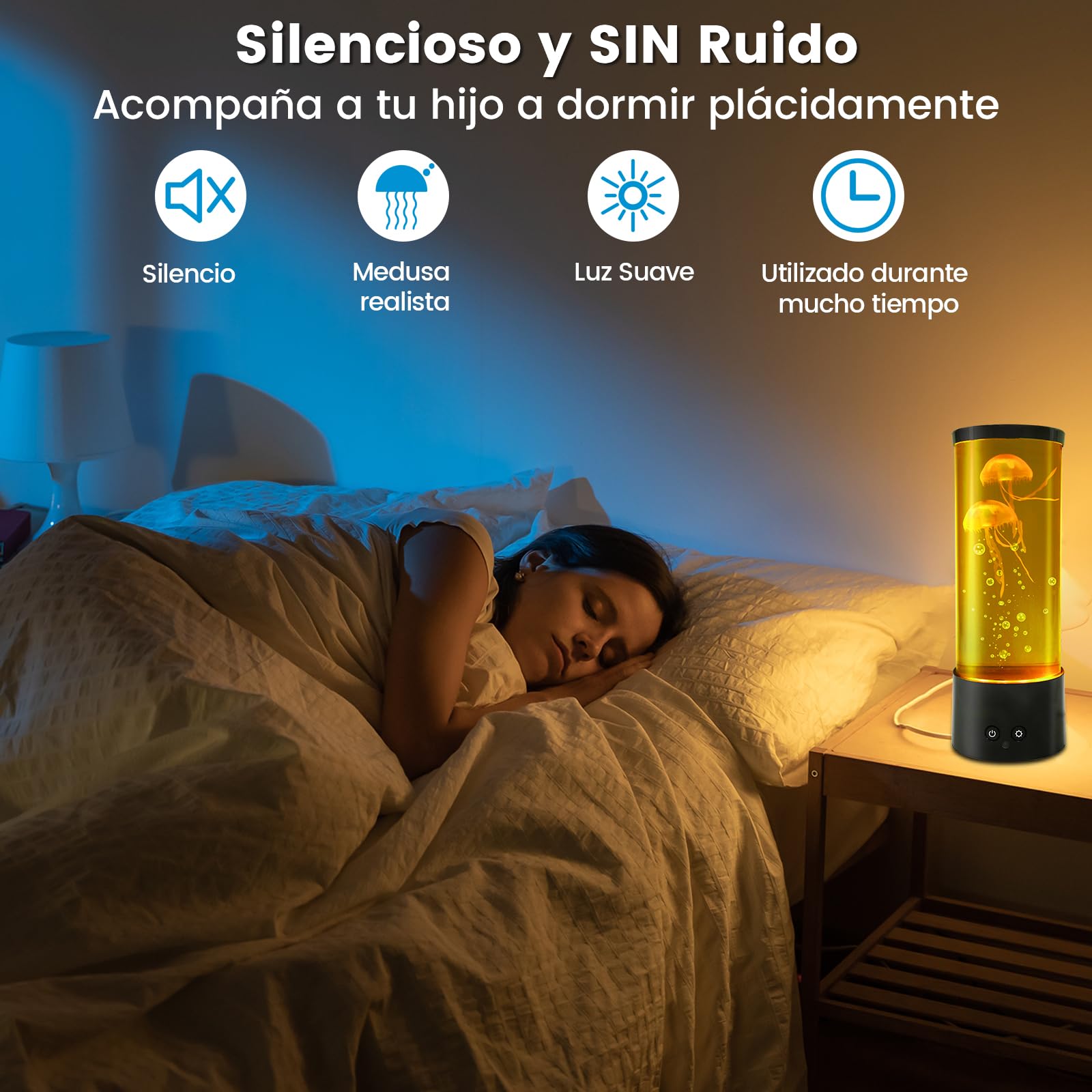 Klarlight Lampe à méduses, lampe à méduses de 29 cm avec 16 couleurs changeantes et 4 modes pour enfants et adultes, télécommande USB/lampe à lave à méduses alimentée par piles