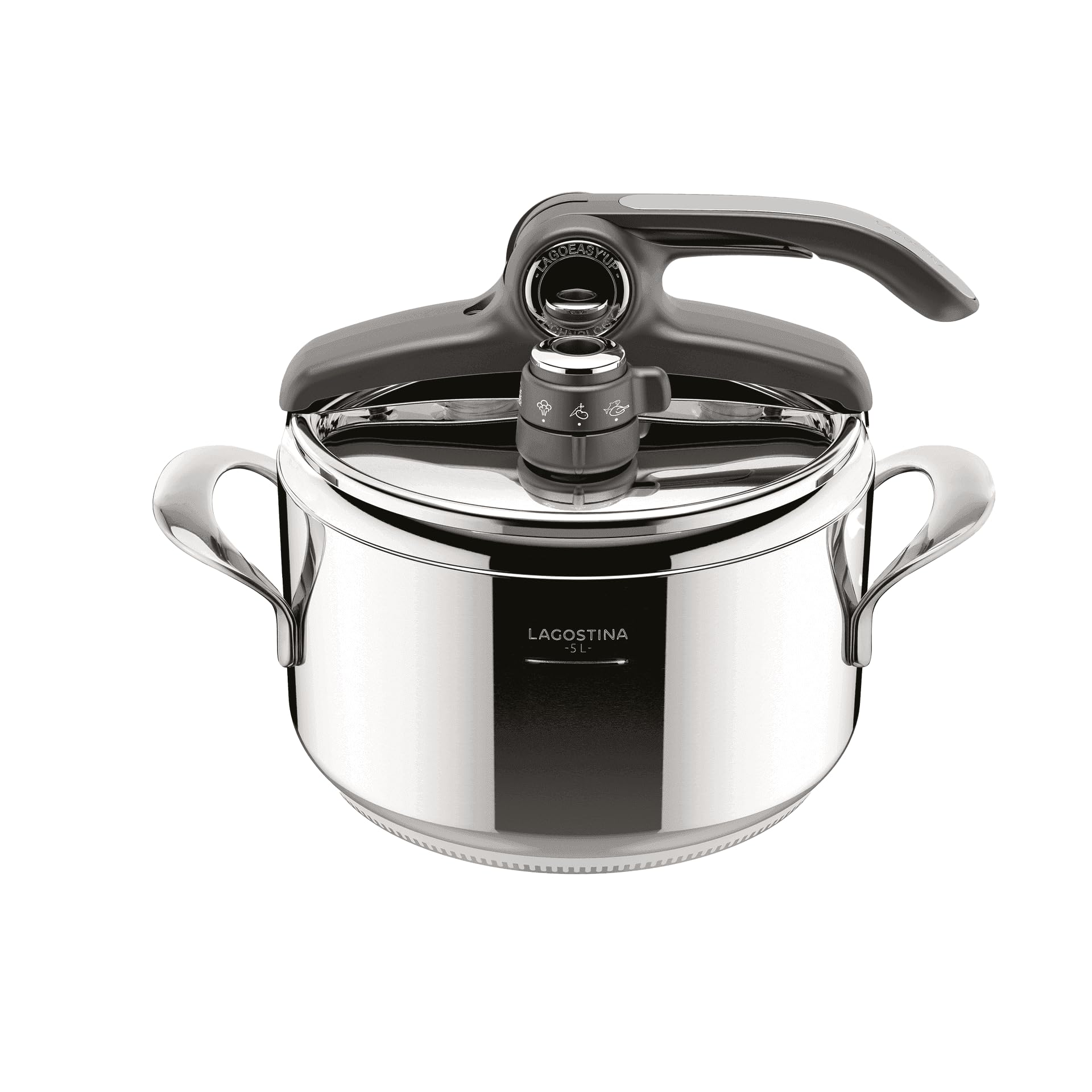 Lagostina Diva Pressure Cooker 9 L Stainless Steel with Basket Included with Lagofusion® Base and 2-Pressure Valve, Induction Compatible