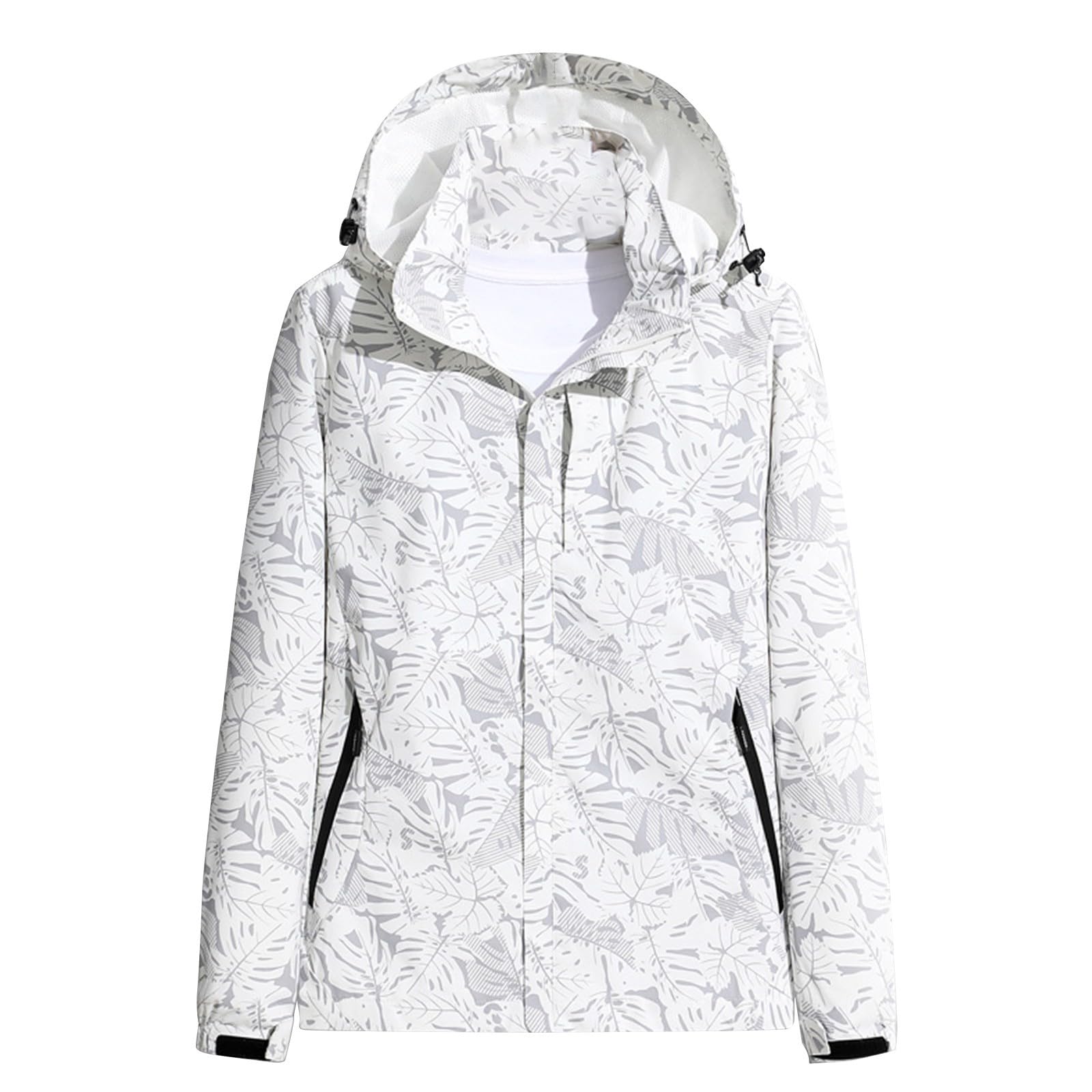 Übergangsjacke Damen Damen Und Winter, Einfarbig, Druck, Wind- Und Regendicht, Kapuzenmantel, Atmungsaktive Outdoor-Jacke Lack Kleidung