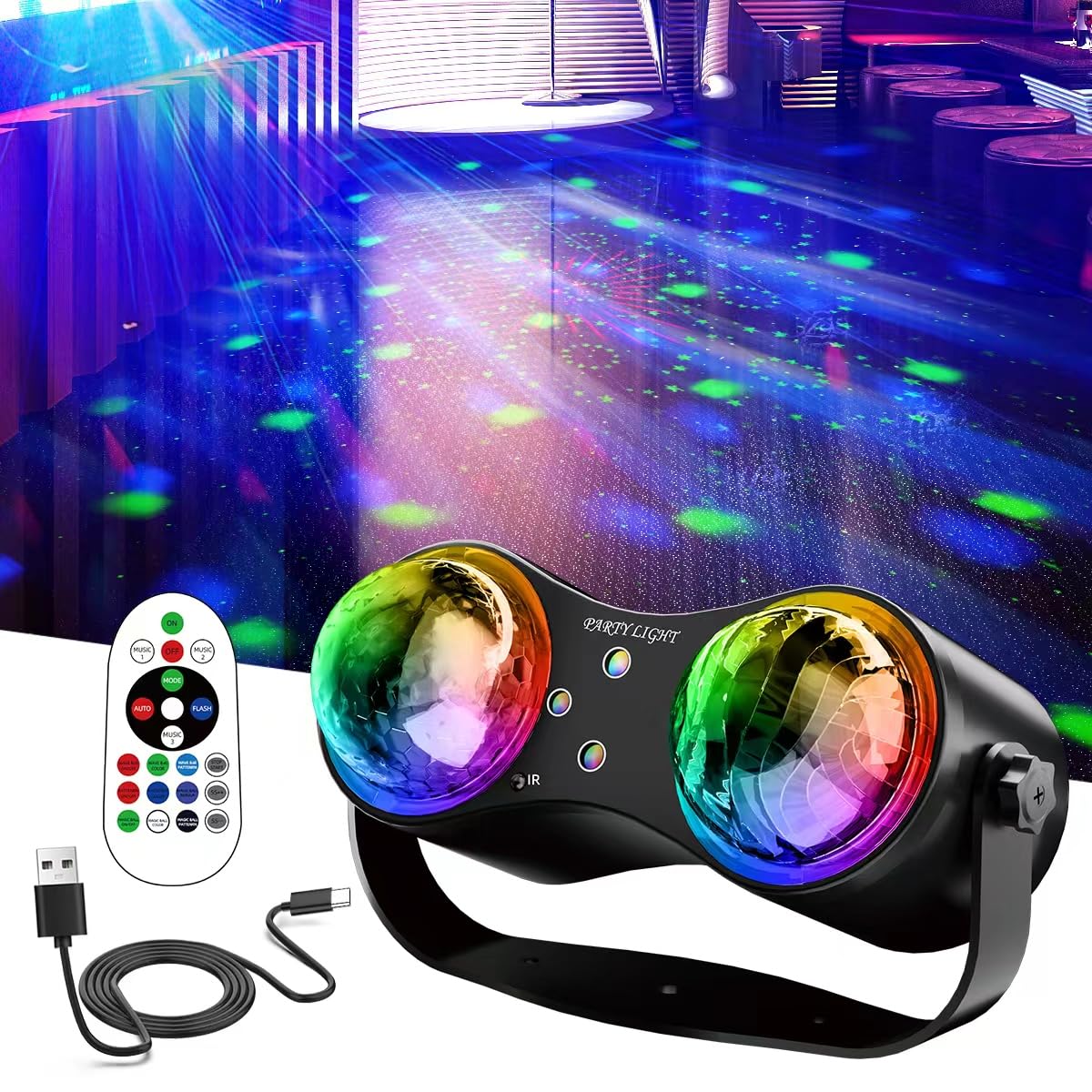 Luz de fiesta con 2 bolas de discoteca iluminación de escenario