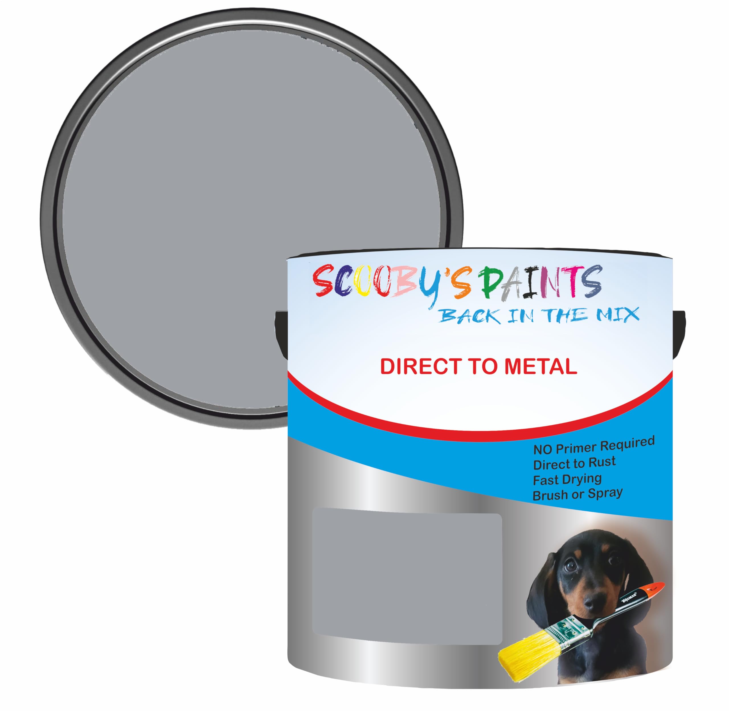 Scooby's Paints Direct to Metal Paint, Smooth Blue, 250ml, No Primer Required, Fast Drying (Ral7040 Window Grey)