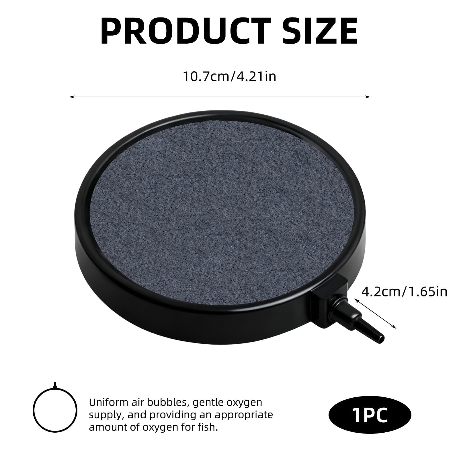 Pierre à Air pour étangs 10 cm Bulleur Aquarium Grand Disque de Pierre à air Tuyau de 4 mm / 8 mm pouvant être Connecté pour étangs, Aquariums et Aquariums-avec Ventouses