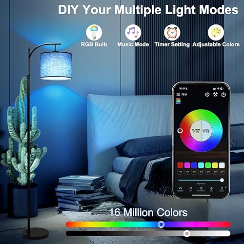 Miniatura 3 de LIGHTESS Lámpara de pie RGB para sala de estar, compatible con la aplicación, moderna lámpara de pie LED regulable, lámpara de esquina que cambia de
