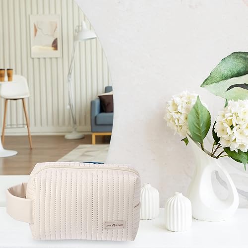 Miniatura 6 de VOCOSTE Bolsa de maquillaje de piel sintética, bolsa de viaje para cosméticos, bolsa de maquillaje grande, bolsa organizadora de brochas de