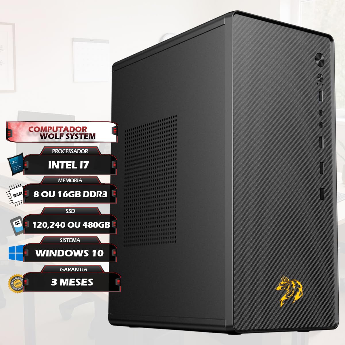PC Desktop Intel Core i7 4ª Geração, 8GB ou 16GB RAM DDR3, SSD