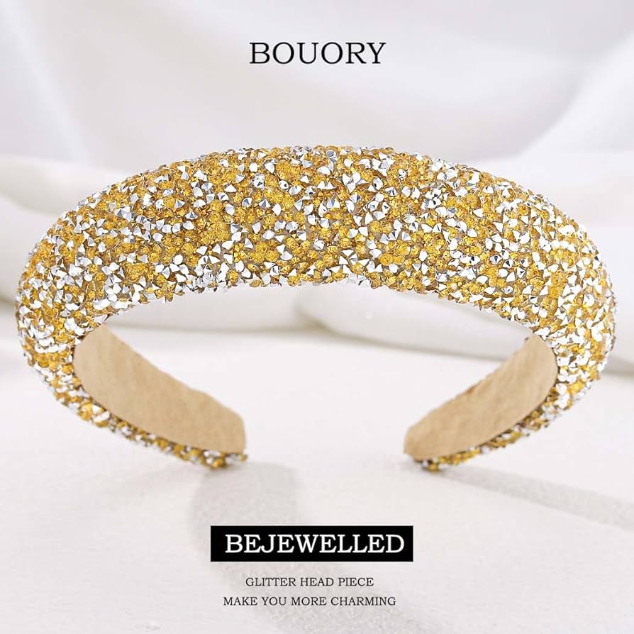 Amazon.com : Bouory Gold Rhinestone Headband Padded Wide