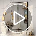 Image of The Artment your artistic apartment Streamline Rectangle Wall Mirror | HD Glass | Metal Frame | Wall-Mounted | Elegant Design for Bedroom, Bathroom, Hallway, Entryway | Black (56 CM)