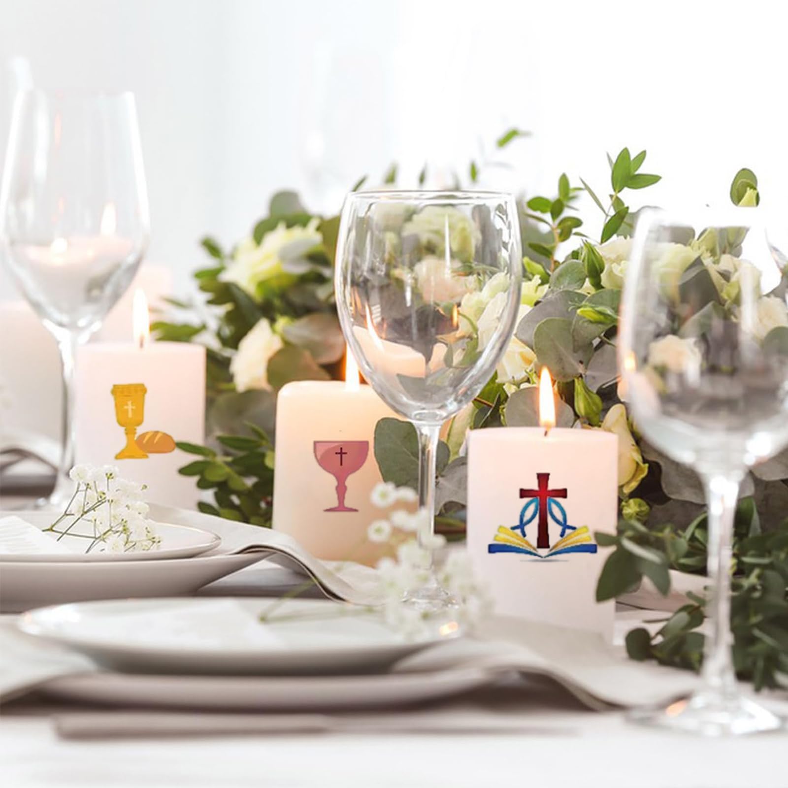 Lot De 6 Autocollants Pour Bougies De Communion, Pour Confirmation, Communion Ou Baptême