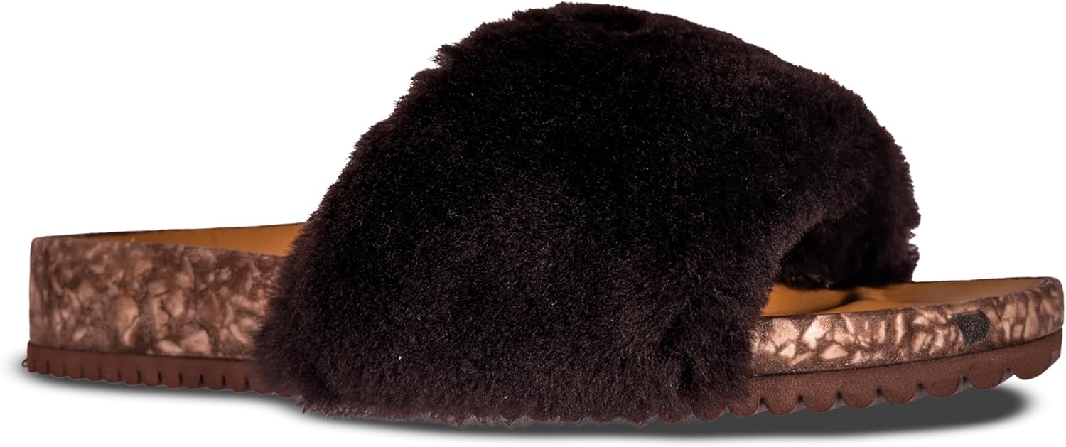 Fleks San Ysidro Women's Shearling Slides, Platform Sandals with Arch Support, Comfort Footwear, Natural Sheepskin Upper - Image 5