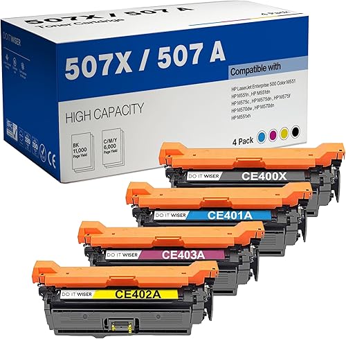 Do it Wiser Cartucho de tóner remanufacturado de repuesto para HP 507X HP 507A CE400X HP Laserjet Enterprise HP M551n M551dn M551xh M570dw M570dn