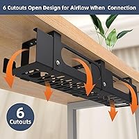 Vista 5 de 2 Pack Cable Management Under Desk Tray,Adjustable Length(15.7”-31.4”) Large Cord Organizer for Wire Management Tray,Under Table Cord Wire Organizer