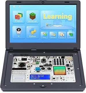 ELECROW for Raspberry Pi 4B Programming Laptop, Crowpi2 Coding Kit for Raspberry Pi 4, STEM Educational Programming Learning Kit for Beginner - Deluxe Kit, Gray